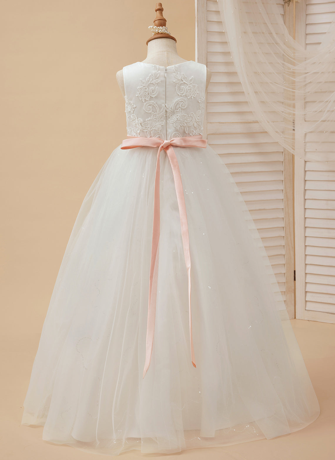 Ivory Princess Tulle Ball-Gown Floor-length Flower Girl Dress