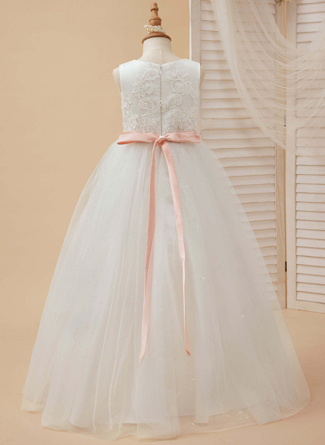 Ivory Princess Tulle Ball-Gown Floor-length Flower Girl Dress