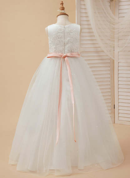 Ivory Princess Tulle Ball-Gown Floor-length Flower Girl Dress