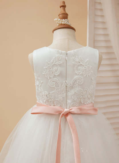 Ivory Princess Tulle Ball-Gown Floor-length Flower Girl Dress