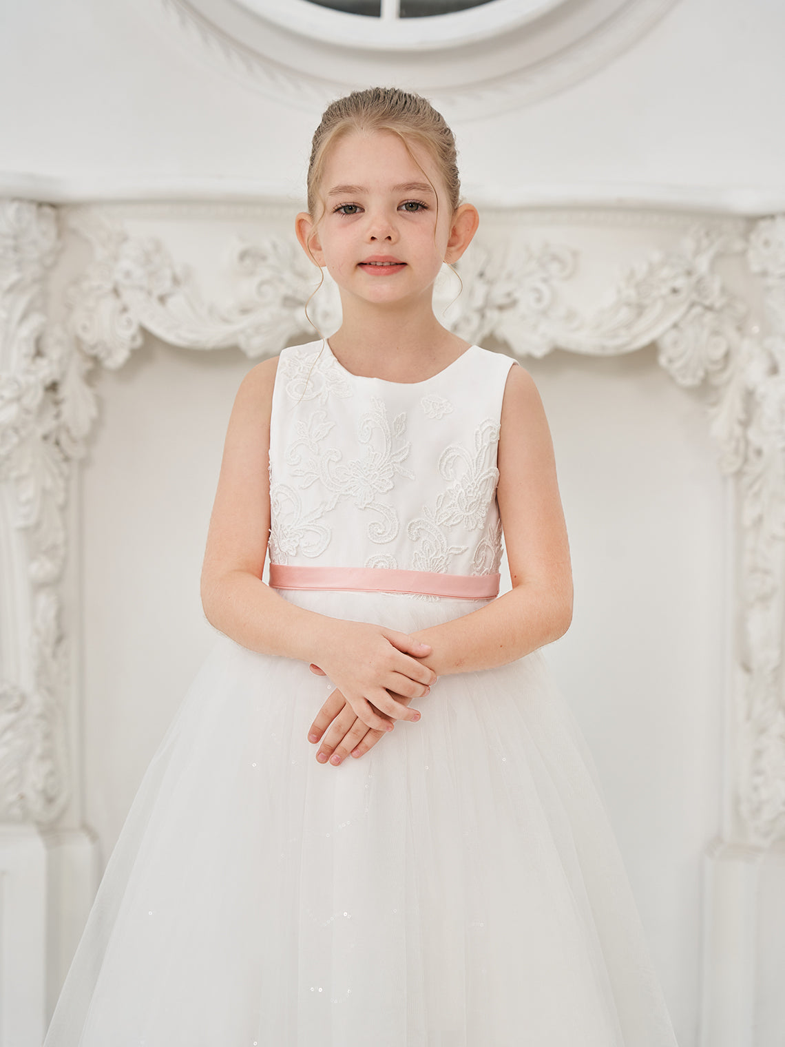 Ivory Princess Tulle Ball-Gown Floor-length Flower Girl Dress