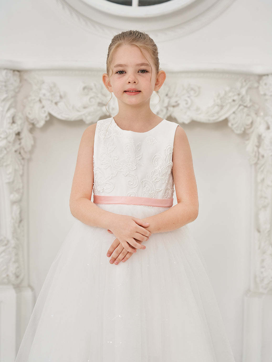 Ivory Princess Tulle Ball-Gown Floor-length Flower Girl Dress
