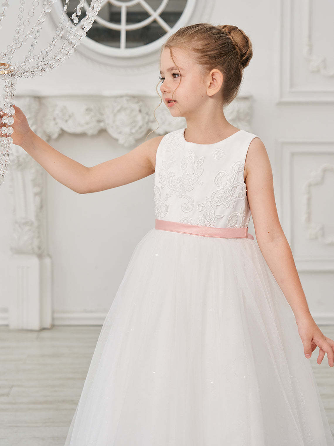 Ivory Princess Tulle Ball-Gown Floor-length Flower Girl Dress