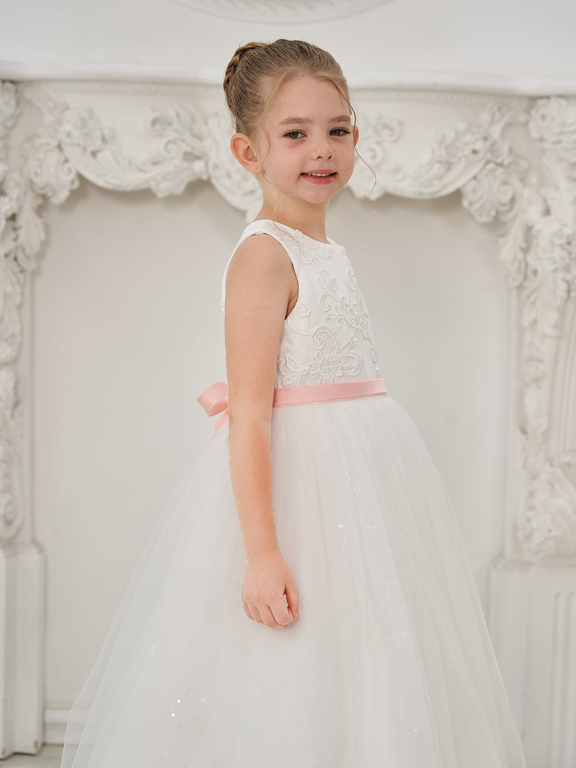 Ivory Princess Tulle Ball-Gown Floor-length Flower Girl Dress