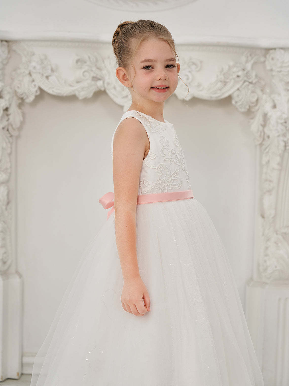 Ivory Princess Tulle Ball-Gown Floor-length Flower Girl Dress