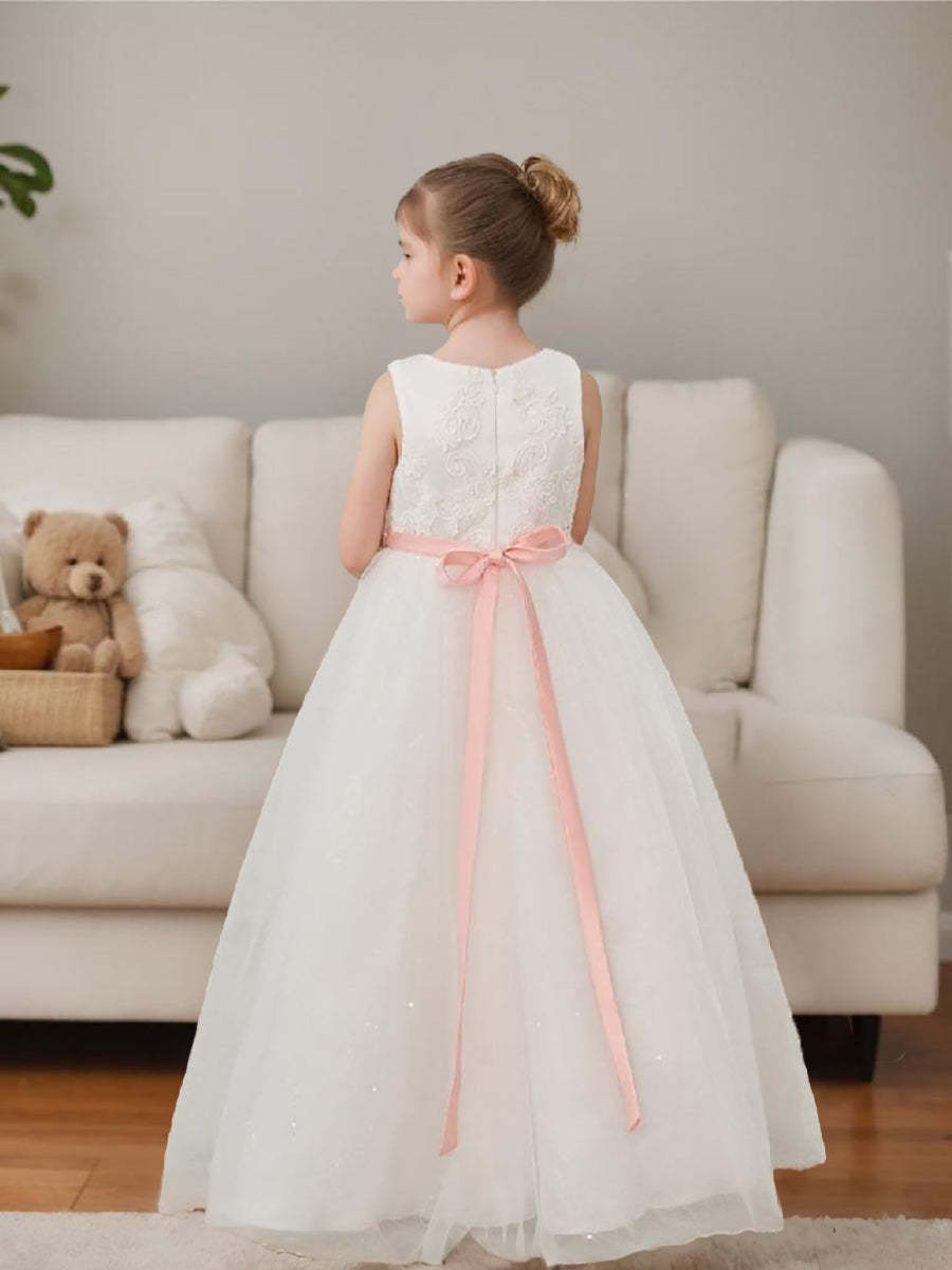 Ivory Princess Tulle Ball-Gown Floor-length Flower Girl Dress