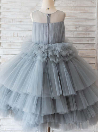 Knee-Length Princess Ball-Gown Tulle Dress for Flower Girls