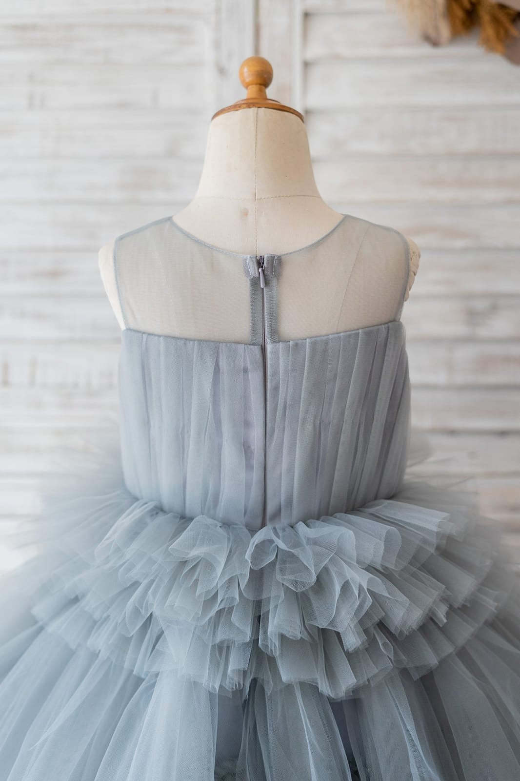 Knee-Length Princess Ball-Gown Tulle Dress for Flower Girls
