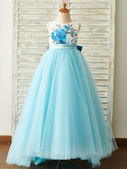 Princess Satin Tulle Ball-Gown with Floor-length Design