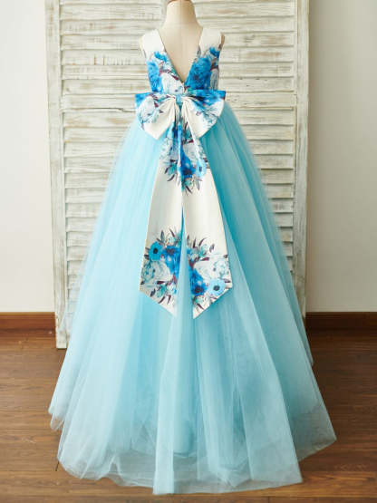 Princess Satin Tulle Ball-Gown with Floor-length Design