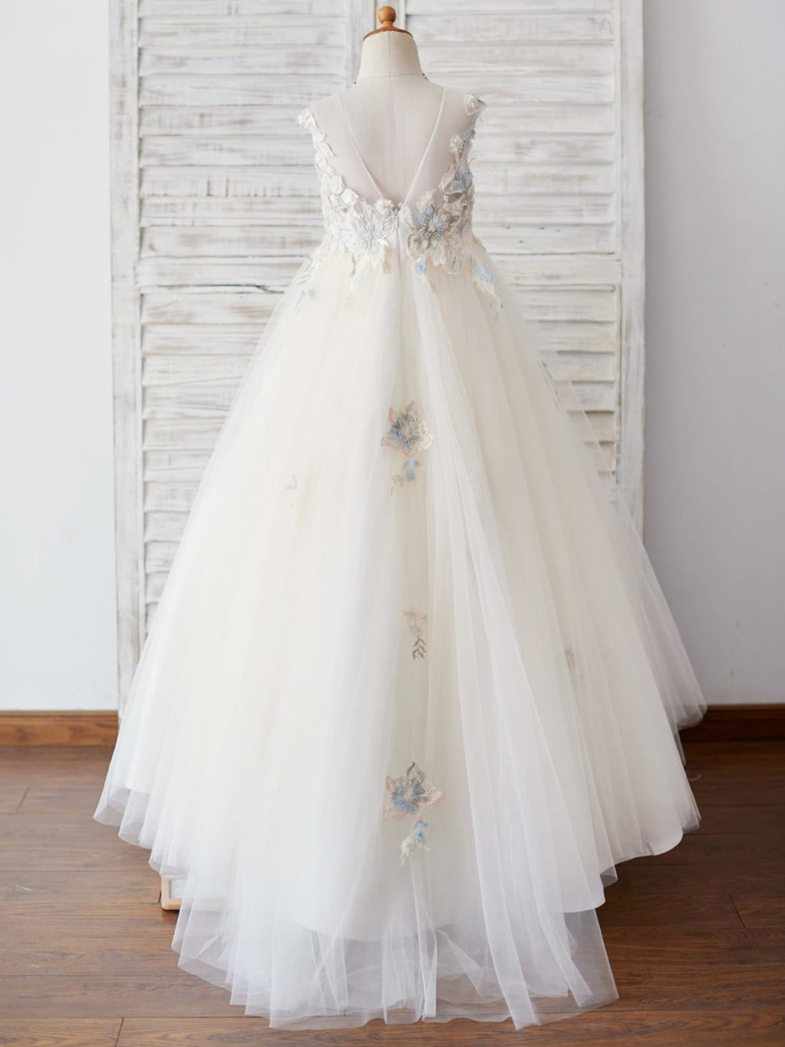 Princess Ball-Gown Dress with Lace and Tulle for Flower Girls