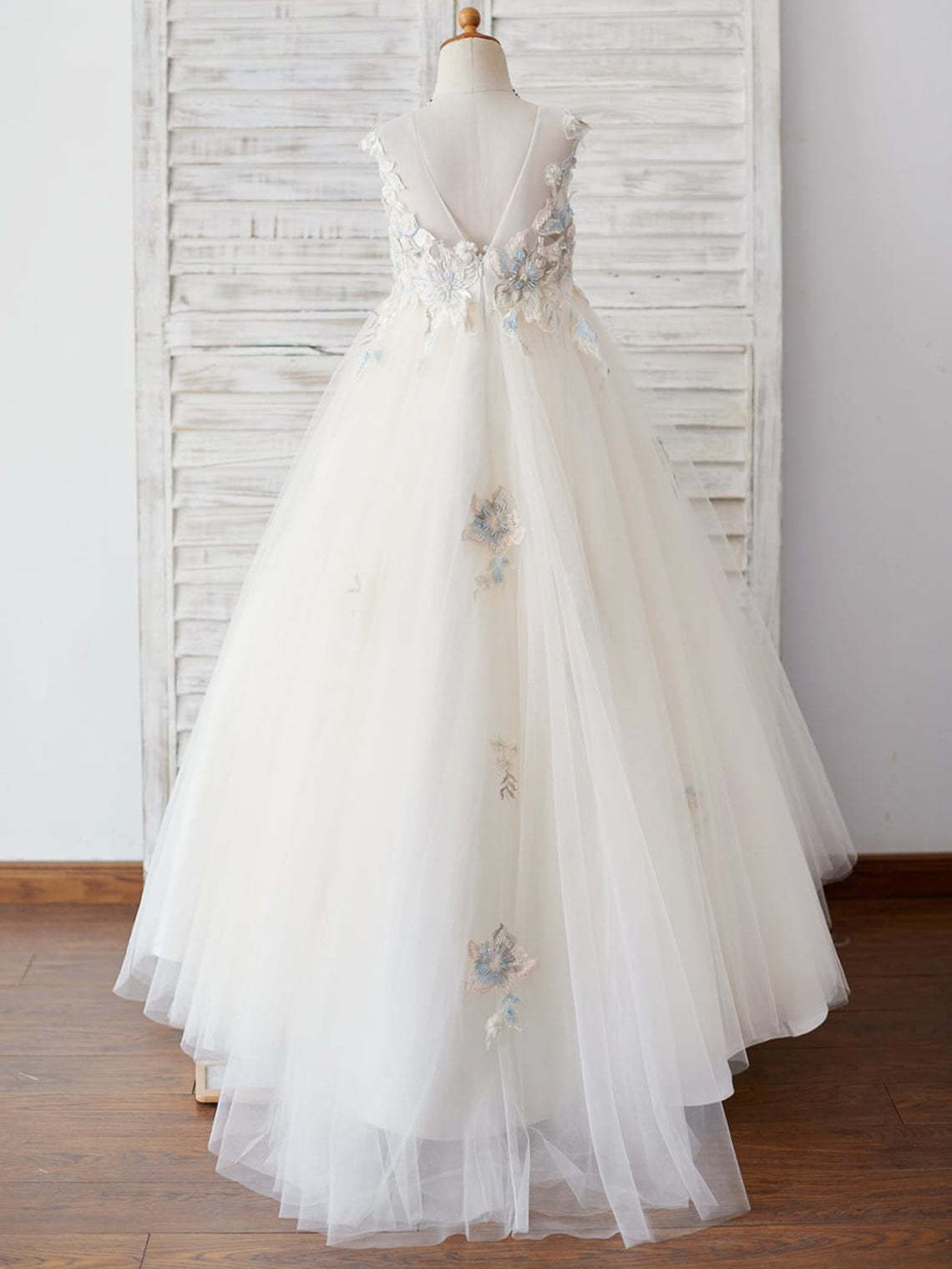 Princess Ball-Gown Dress with Lace and Tulle for Flower Girls
