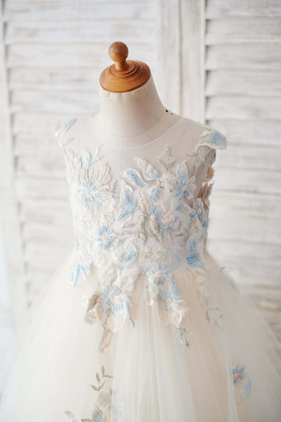 Princess Ball-Gown Dress with Lace and Tulle for Flower Girls