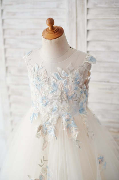 Princess Ball-Gown Dress with Lace and Tulle for Flower Girls