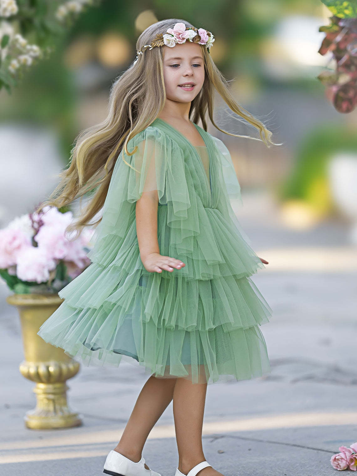 Elegant Fairy Flower Girl Dress in Tulle for Toddlers Enchanted Garden