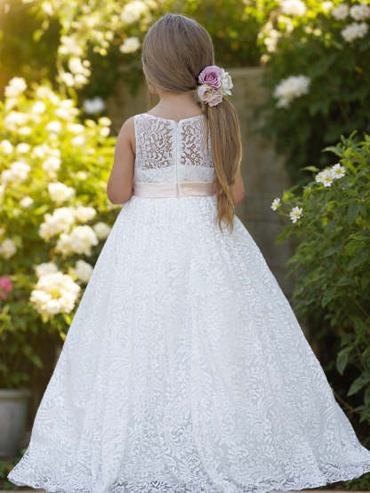 Ivory Floor-length A-line Dress in Lace and Tulle