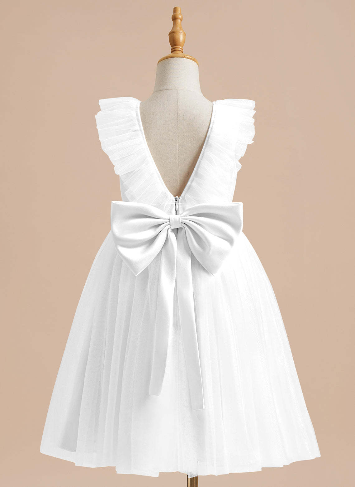 Knee-length Flower Girl Dress in A-line Satin Tulle