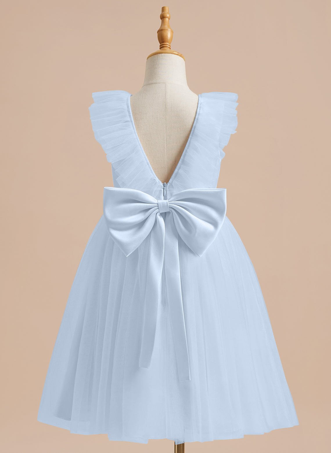 Knee-length Flower Girl Dress in A-line Satin Tulle