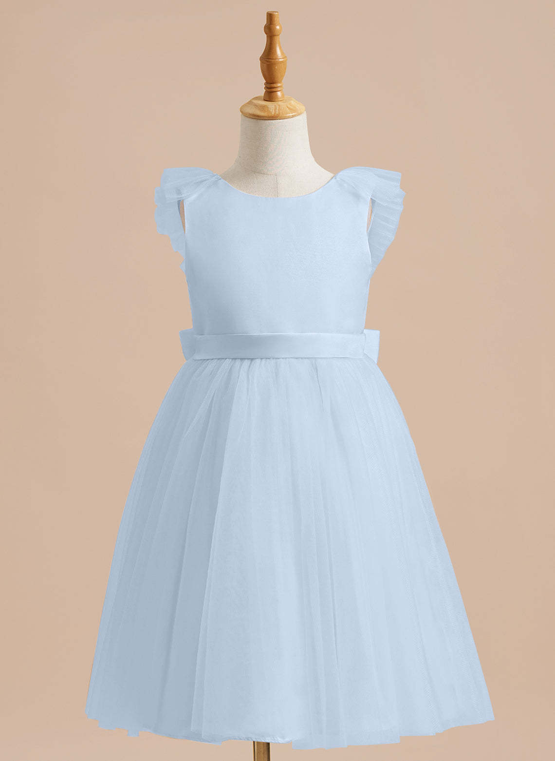 Knee-length Flower Girl Dress in A-line Satin Tulle