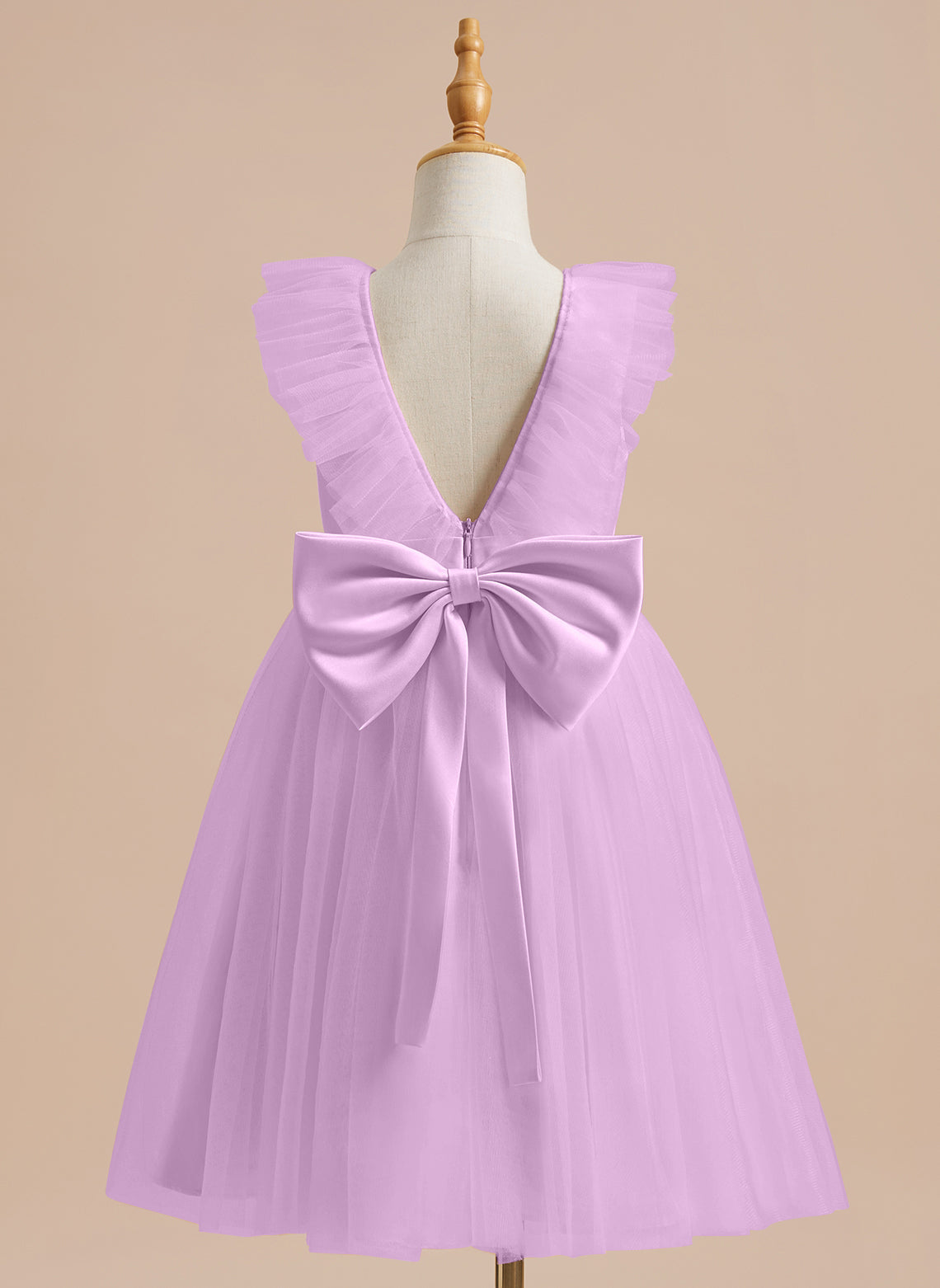 Knee-length Flower Girl Dress in A-line Satin Tulle