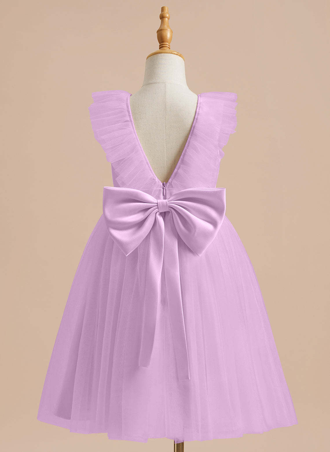 Knee-length Flower Girl Dress in A-line Satin Tulle