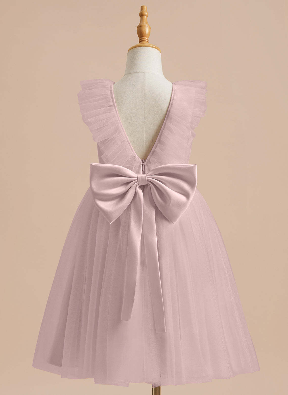Knee-length Flower Girl Dress in A-line Satin Tulle