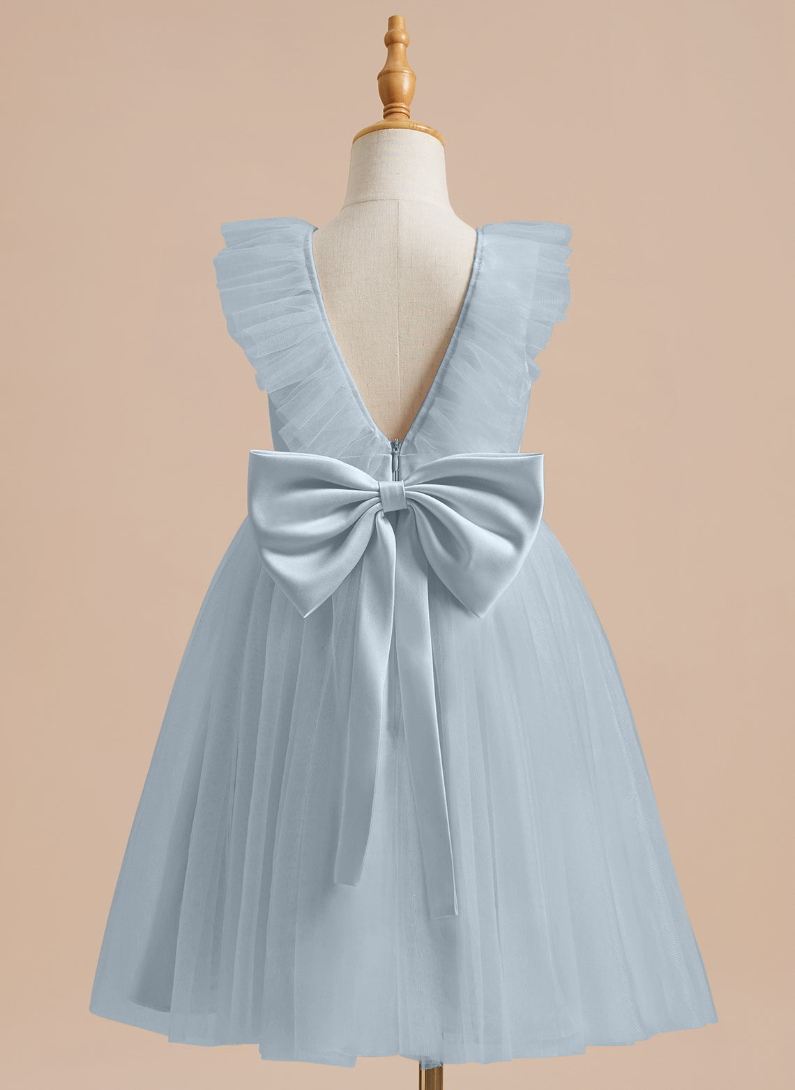 Knee-length Flower Girl Dress in A-line Satin Tulle