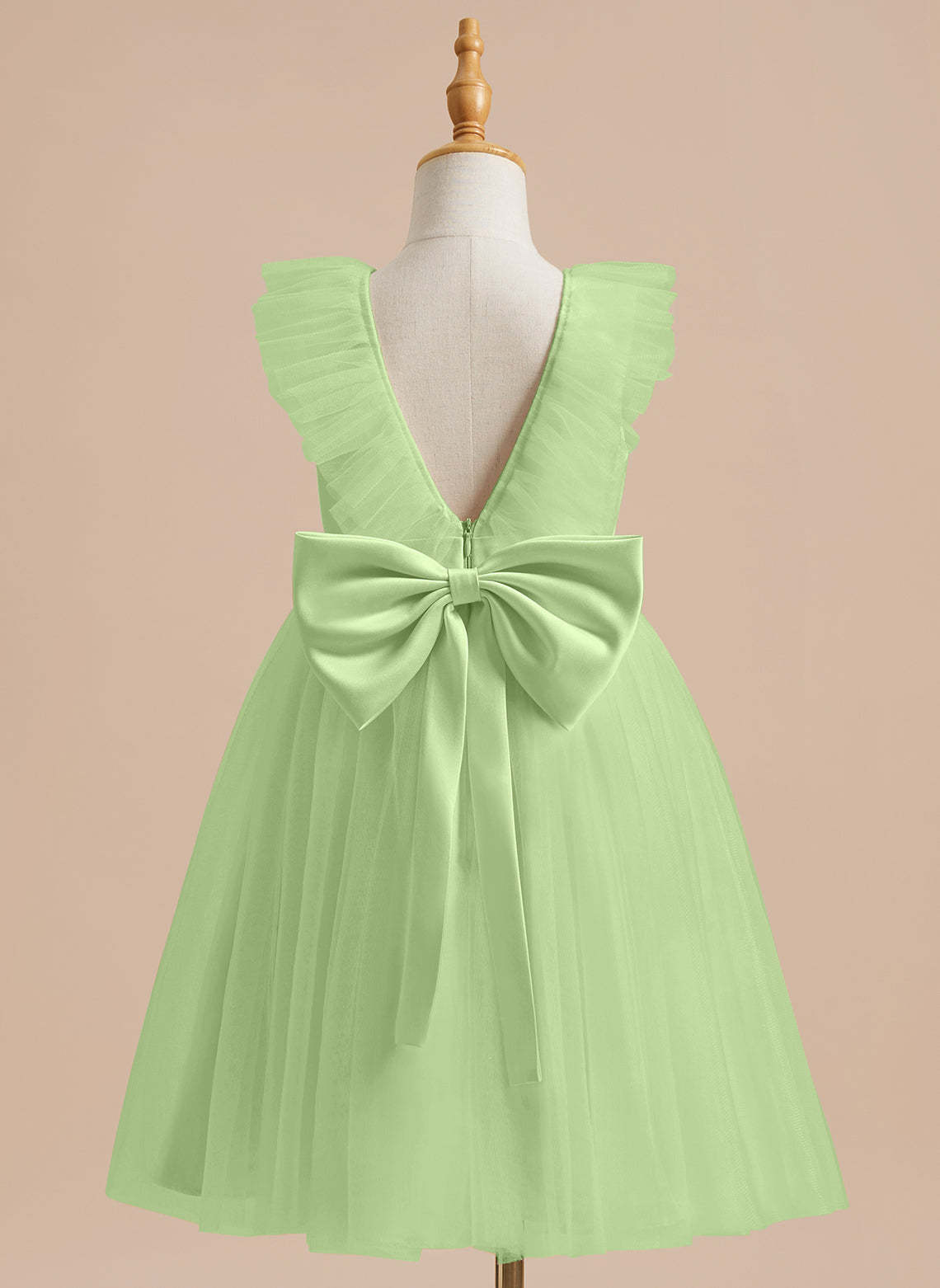 Knee-length Flower Girl Dress in A-line Satin Tulle