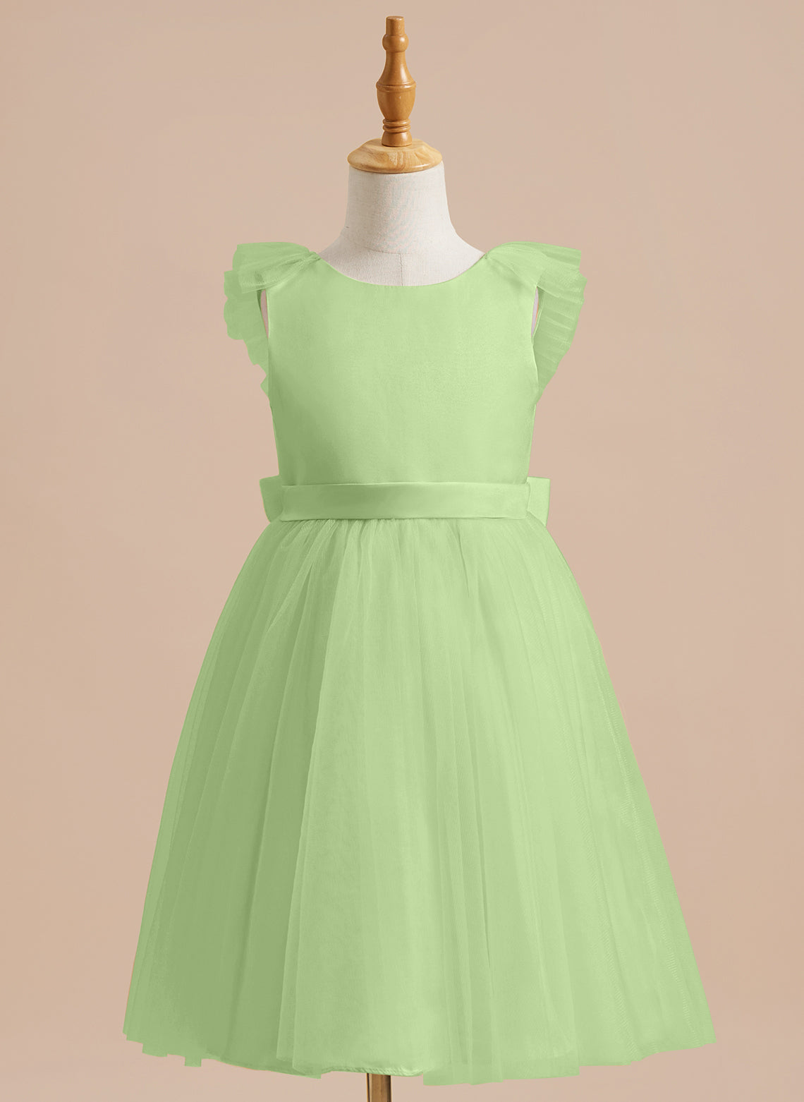Knee-length Flower Girl Dress in A-line Satin Tulle