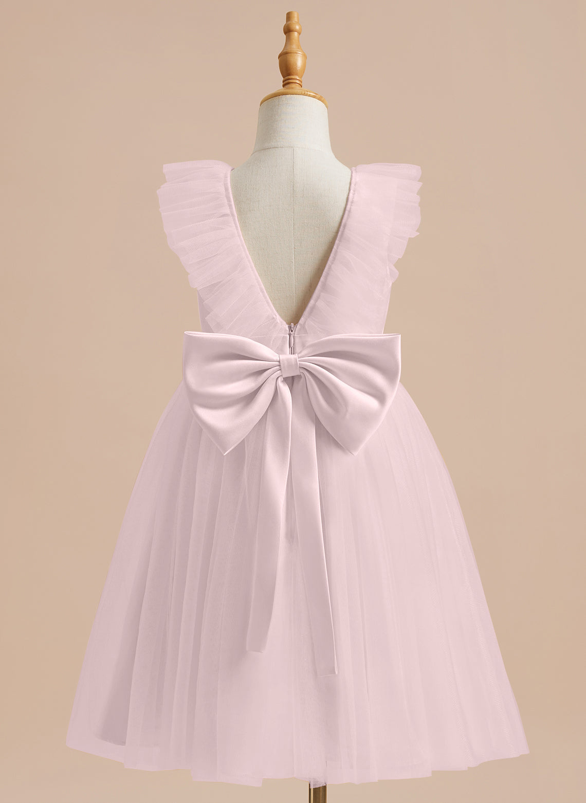 Knee-length Flower Girl Dress in A-line Satin Tulle
