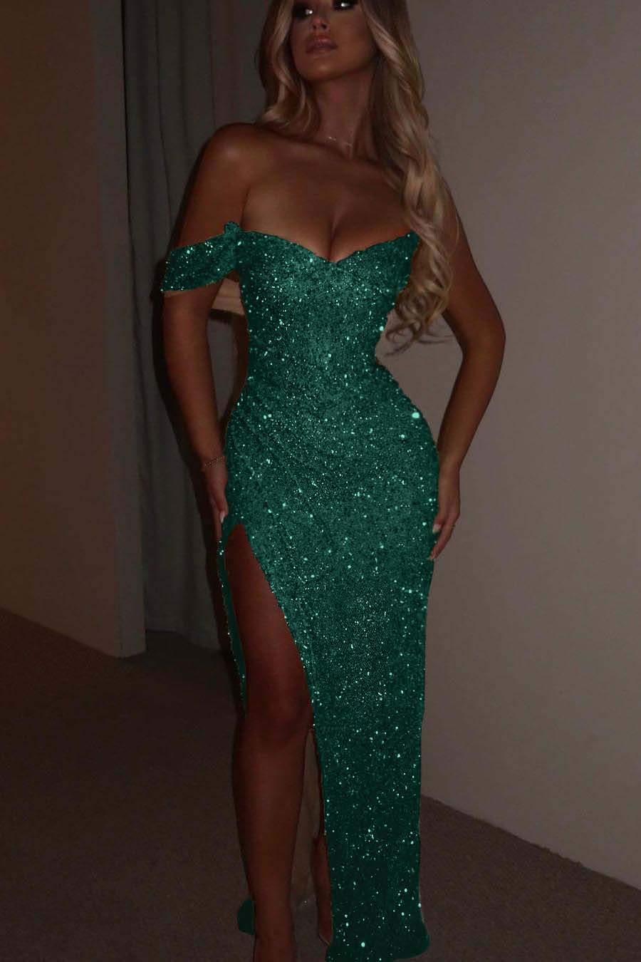 One Shoulder Strapless Sleeveless Long Mermaid Prom Dress With Split