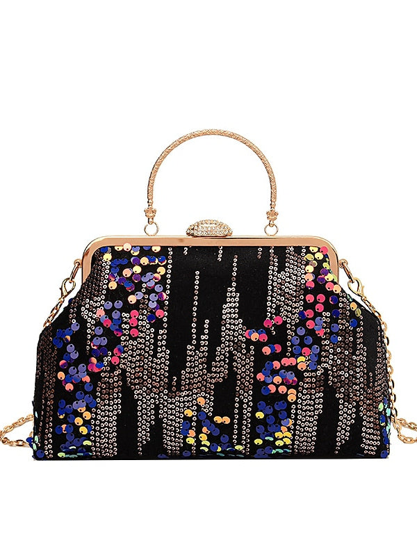 Foldable Synthetic Sequin Clutches with Large Capacity