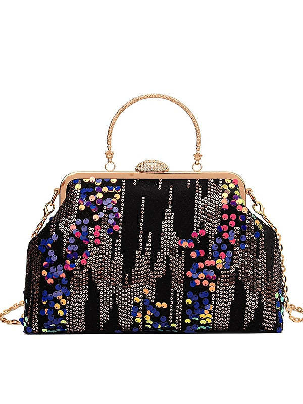 Foldable Synthetic Sequin Clutches with Large Capacity