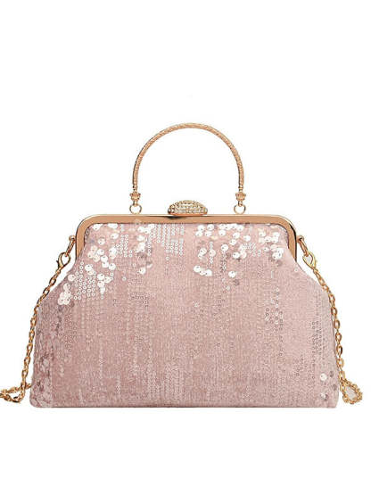 Foldable Synthetic Sequin Clutches with Large Capacity