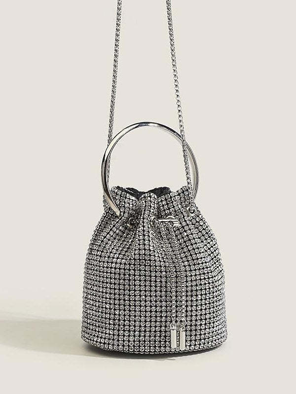 Solid Color PU Leather Chain Evening Bags with Large Capacity