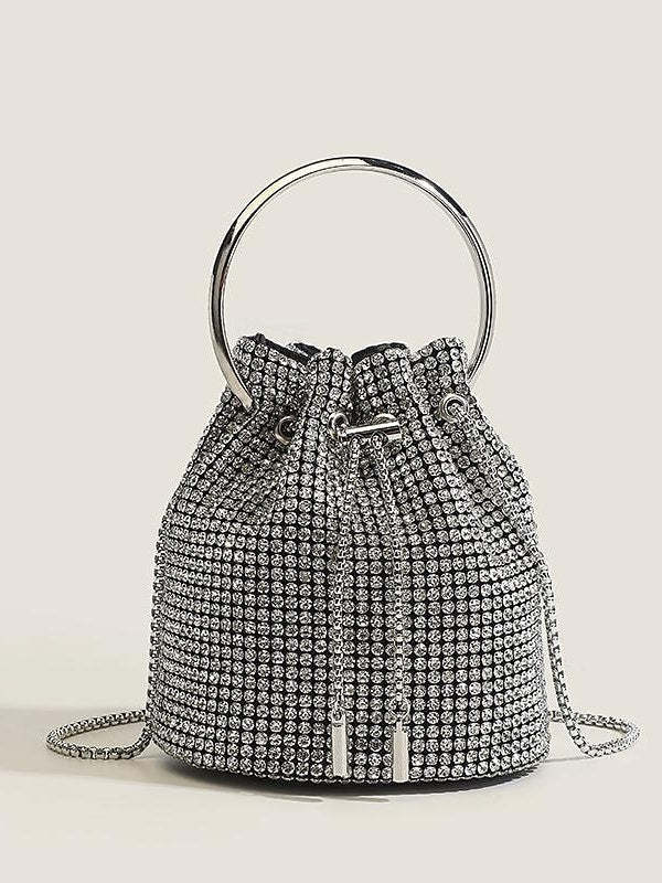 Solid Color PU Leather Chain Evening Bags with Large Capacity