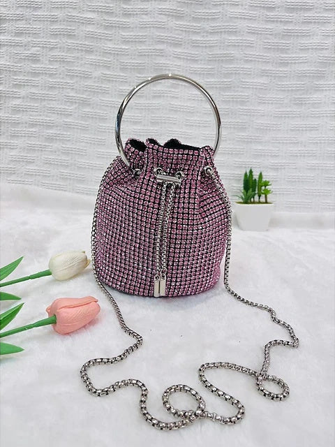 Solid Color PU Leather Chain Evening Bags with Large Capacity