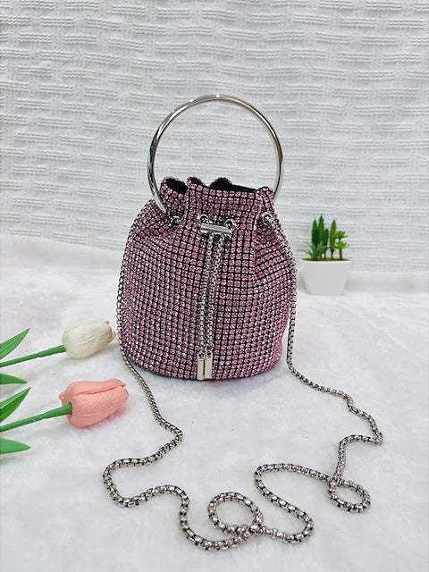 Solid Color PU Leather Chain Evening Bags with Large Capacity