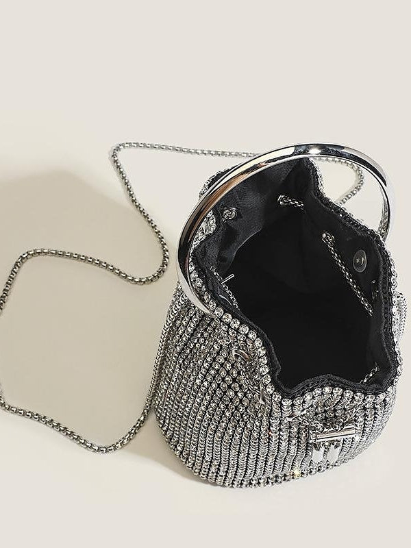 Solid Color PU Leather Chain Evening Bags with Large Capacity