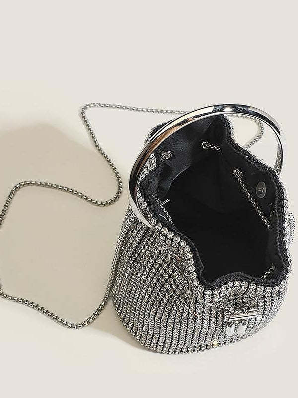 Solid Color PU Leather Chain Evening Bags with Large Capacity