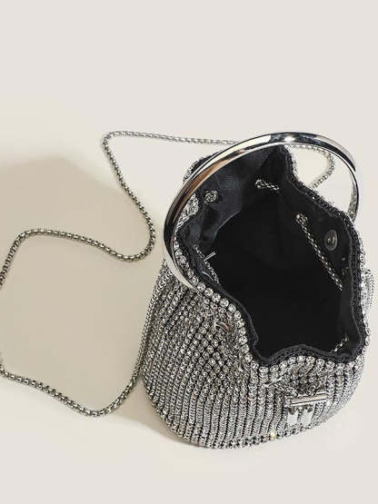 Solid Color PU Leather Chain Evening Bags with Large Capacity