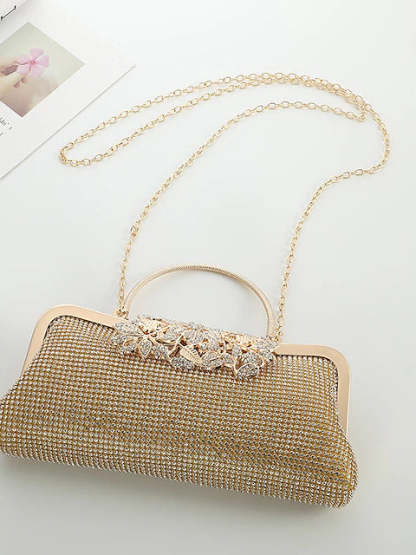 Crystals Rhinestone Chain Clutches Bags with Large Polyester Capacity