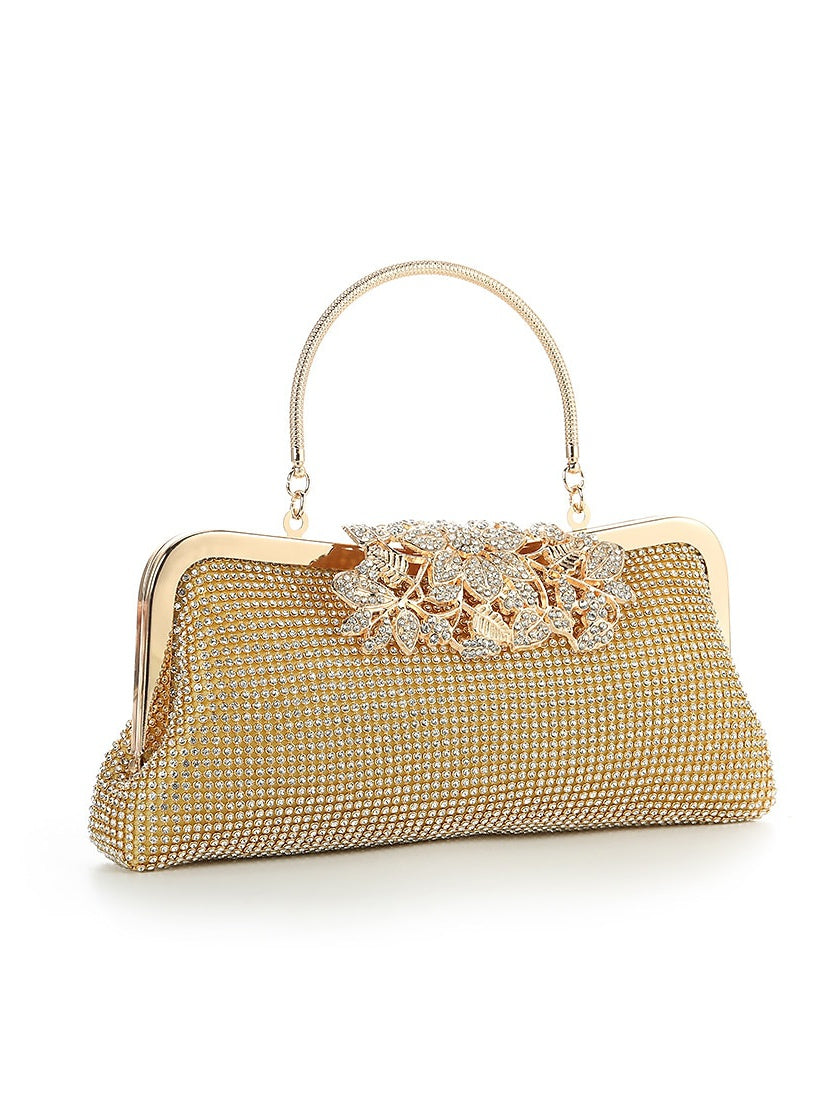 Crystals Rhinestone Chain Clutches Bags with Large Polyester Capacity