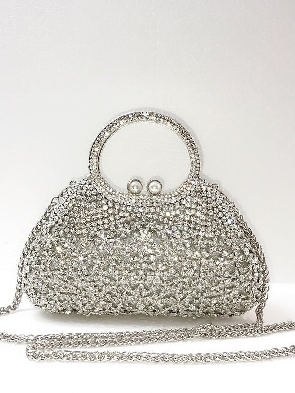 Rhinestone Clutch Bags with Alloy Chain Crystals