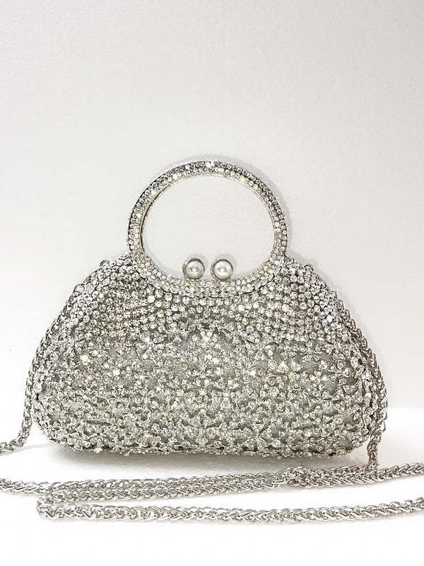 Rhinestone Clutch Bags with Alloy Chain Crystals
