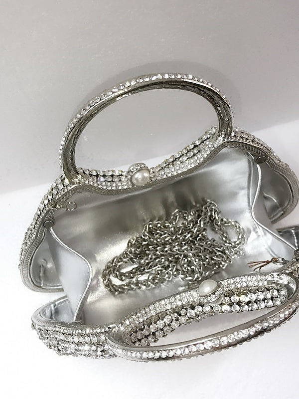Rhinestone Clutch Bags with Alloy Chain Crystals
