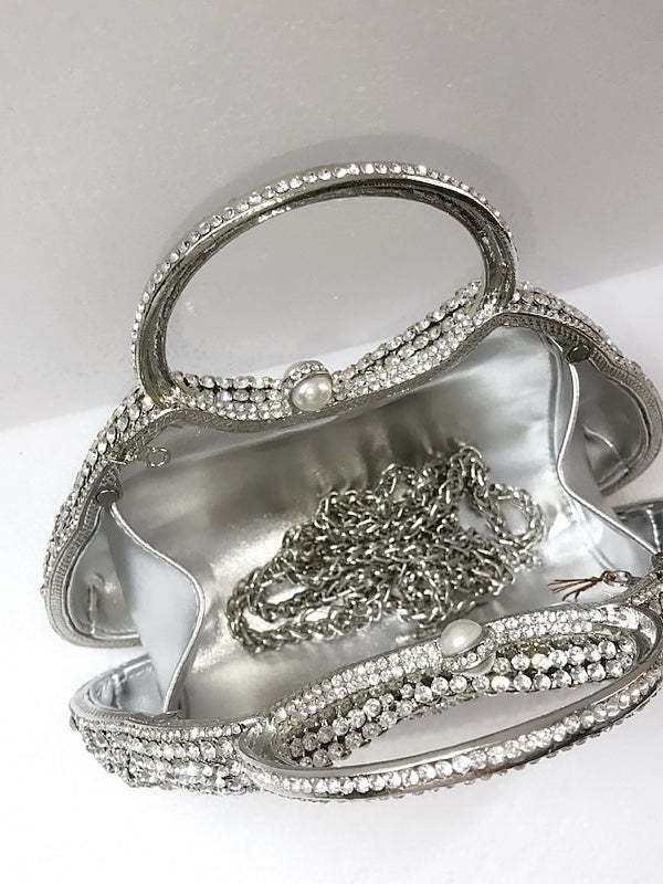 Rhinestone Clutch Bags with Alloy Chain Crystals