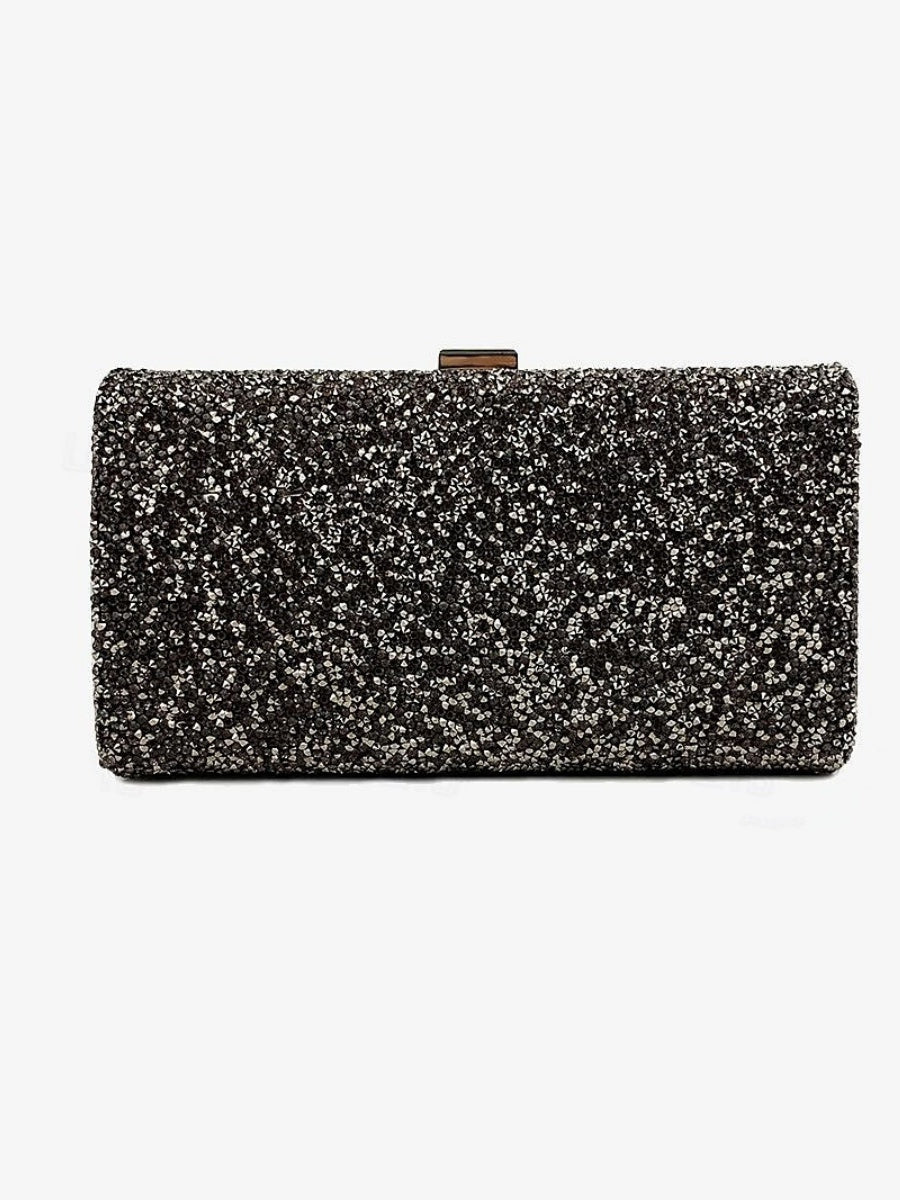 Evening Bags with Rhinestone Chain for Multi Carry in Large Polyester Capacity