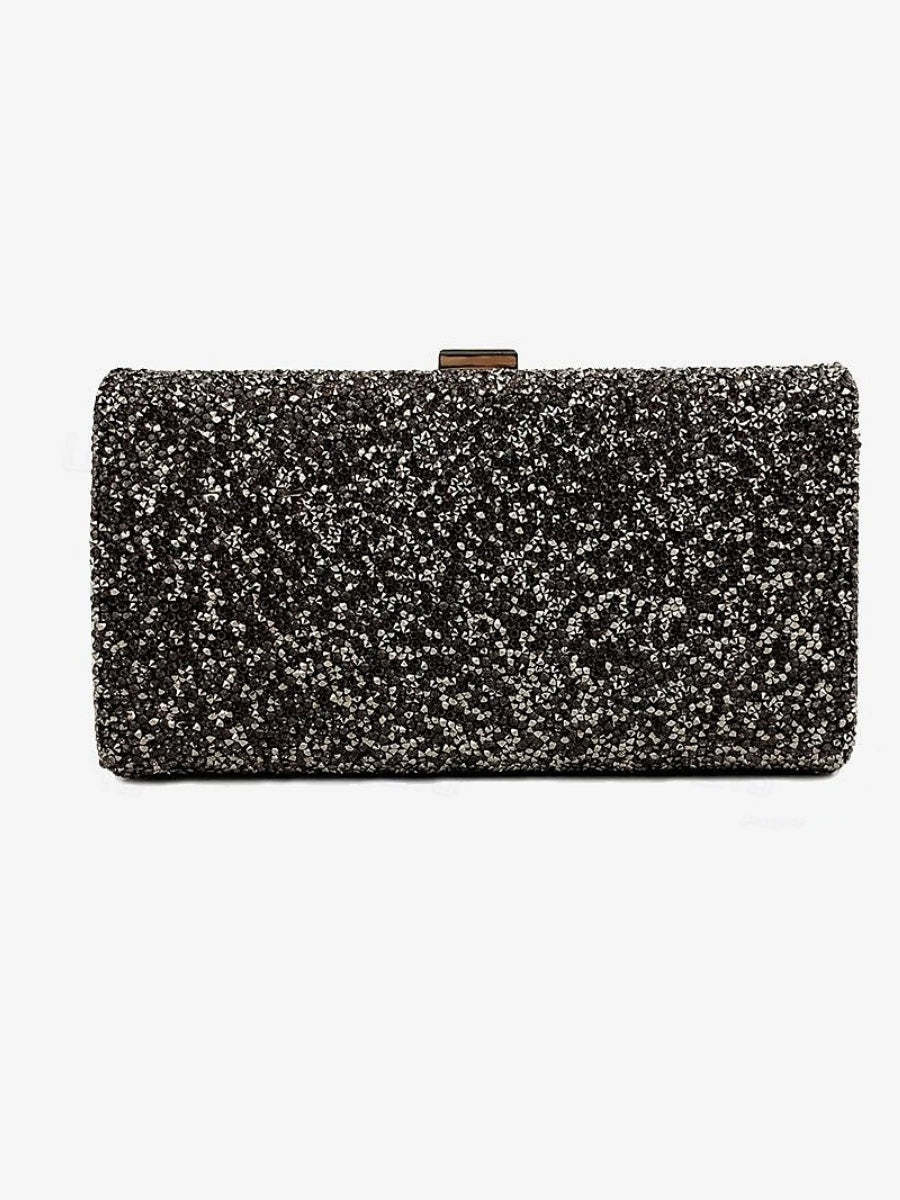 Evening Bags with Rhinestone Chain for Multi Carry in Large Polyester Capacity