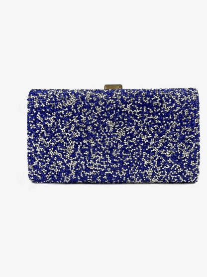 Evening Bags with Rhinestone Chain for Multi Carry in Large Polyester Capacity